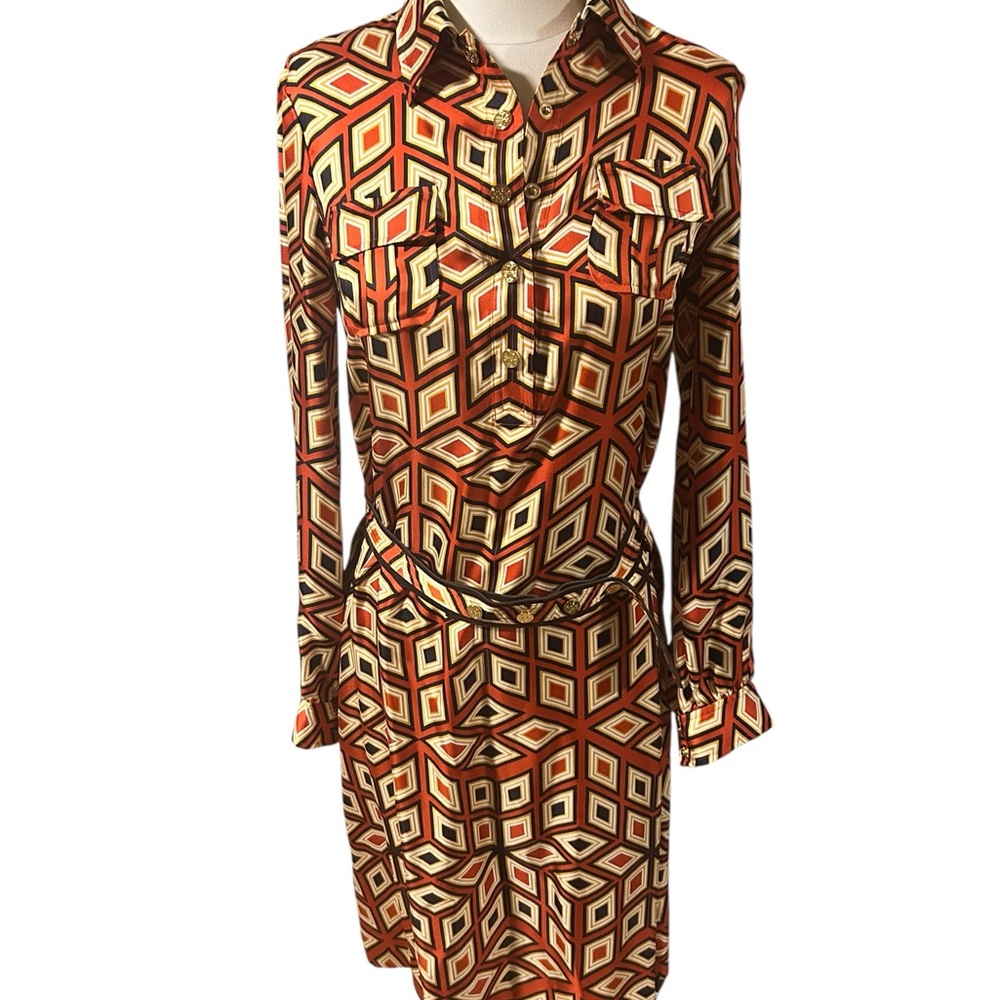 Torry Burch Geometric Patterned Shirt Dress